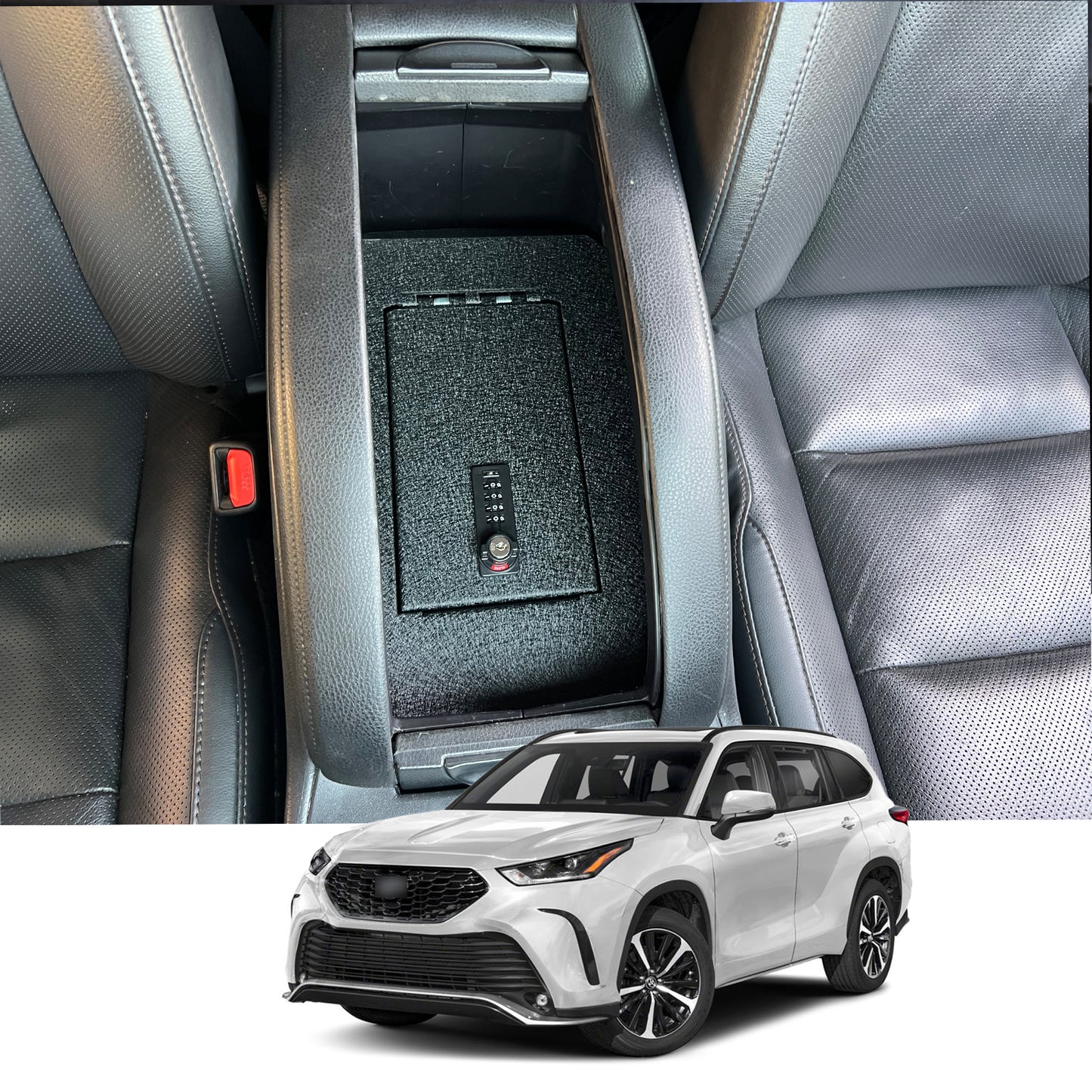 Console Safe Vault for 2014-2019 Toyota Highlander (4 Digit Combo Lock with Key)