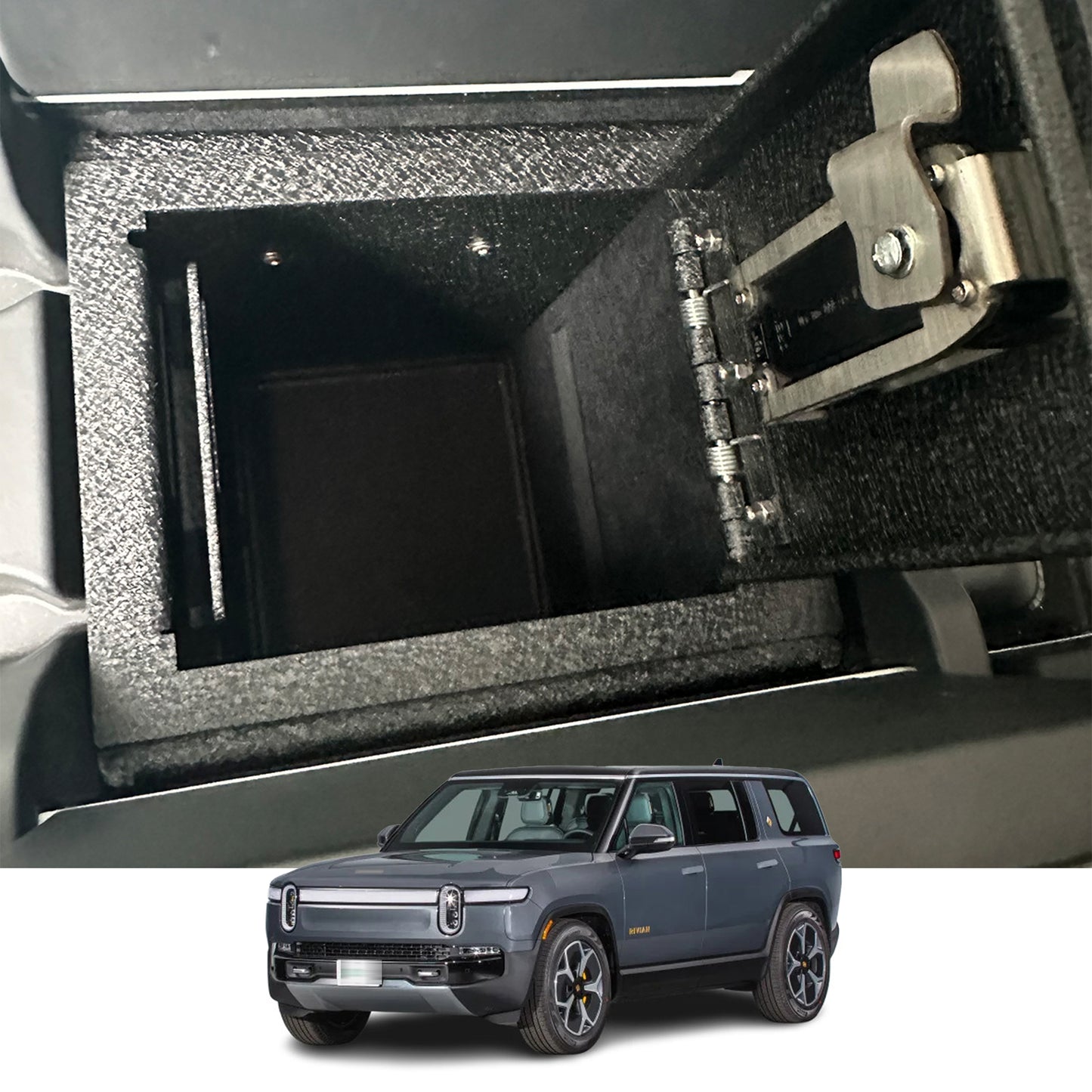 Console Safe Vault for 2021-2025 Rivian R1S/R1T (Fingerprint Lock with Key)