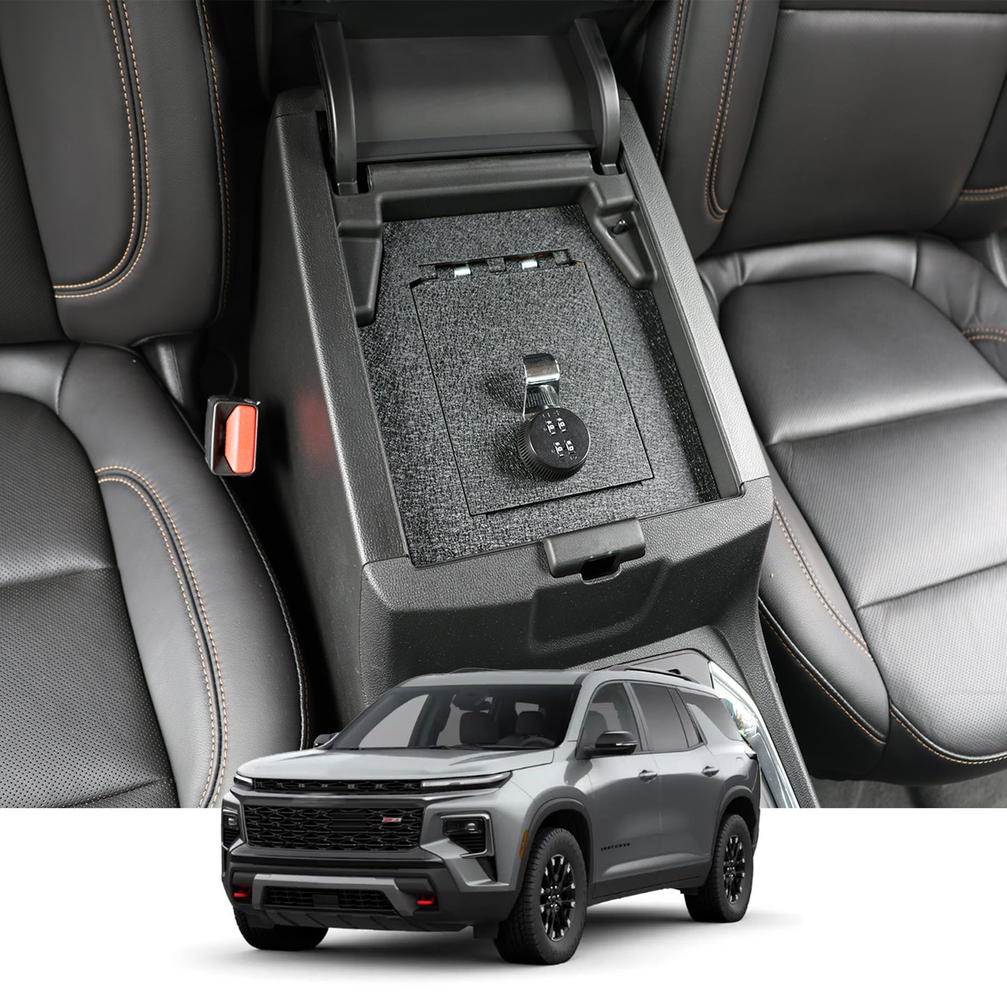 Console Safe Vault for 2018-2023 Chevrolet Traverse (4-Digit Combo Lock)
