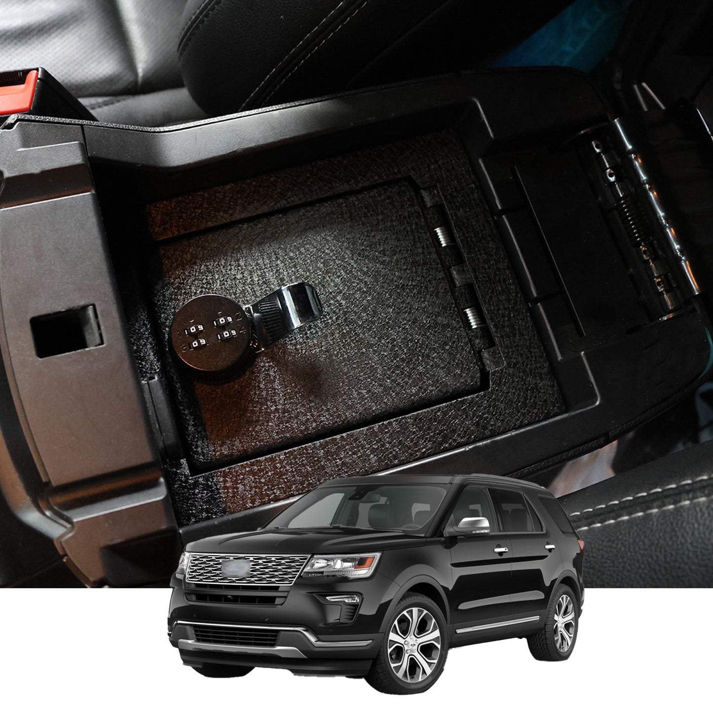 Console Safe Vault for 2013-2019 Ford Explorer (4-Digit Combo Lock)