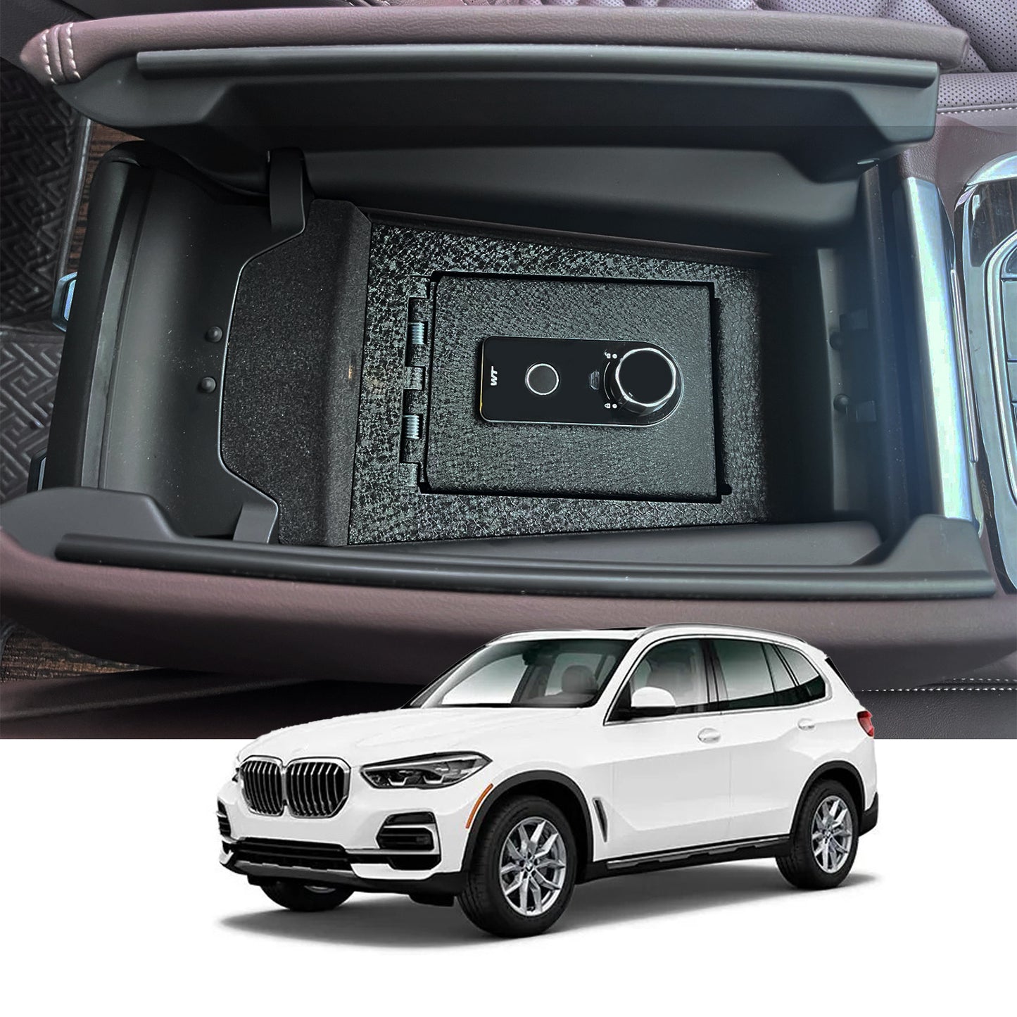 Console Safe Vault for 2019-2025 BMW X5 (Fingerprint Lock with Key)