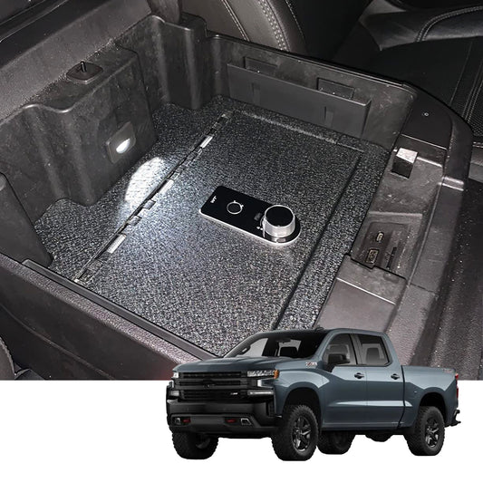 Console Safe Vault for Chevrolet Silverado 2500 2020-2023 (Fingerprint Lock with Key)