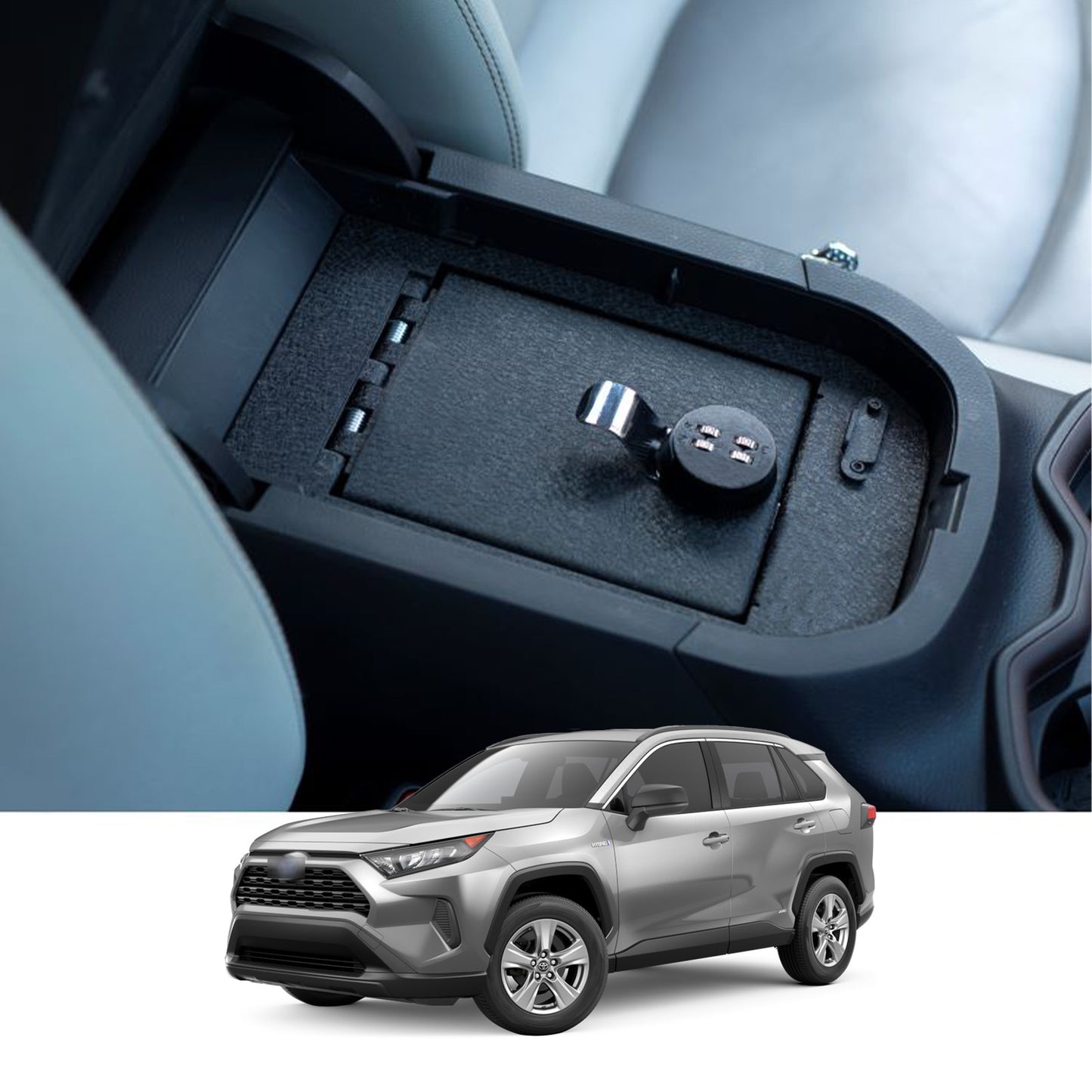 Console Safe Vault for 2019-2025 Toyota RAV4 (4-Digit Combo Lock)