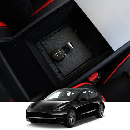 Console Safe Vault for 2024-2025 Tesla Model 3 (4-Digit Combo Lock)