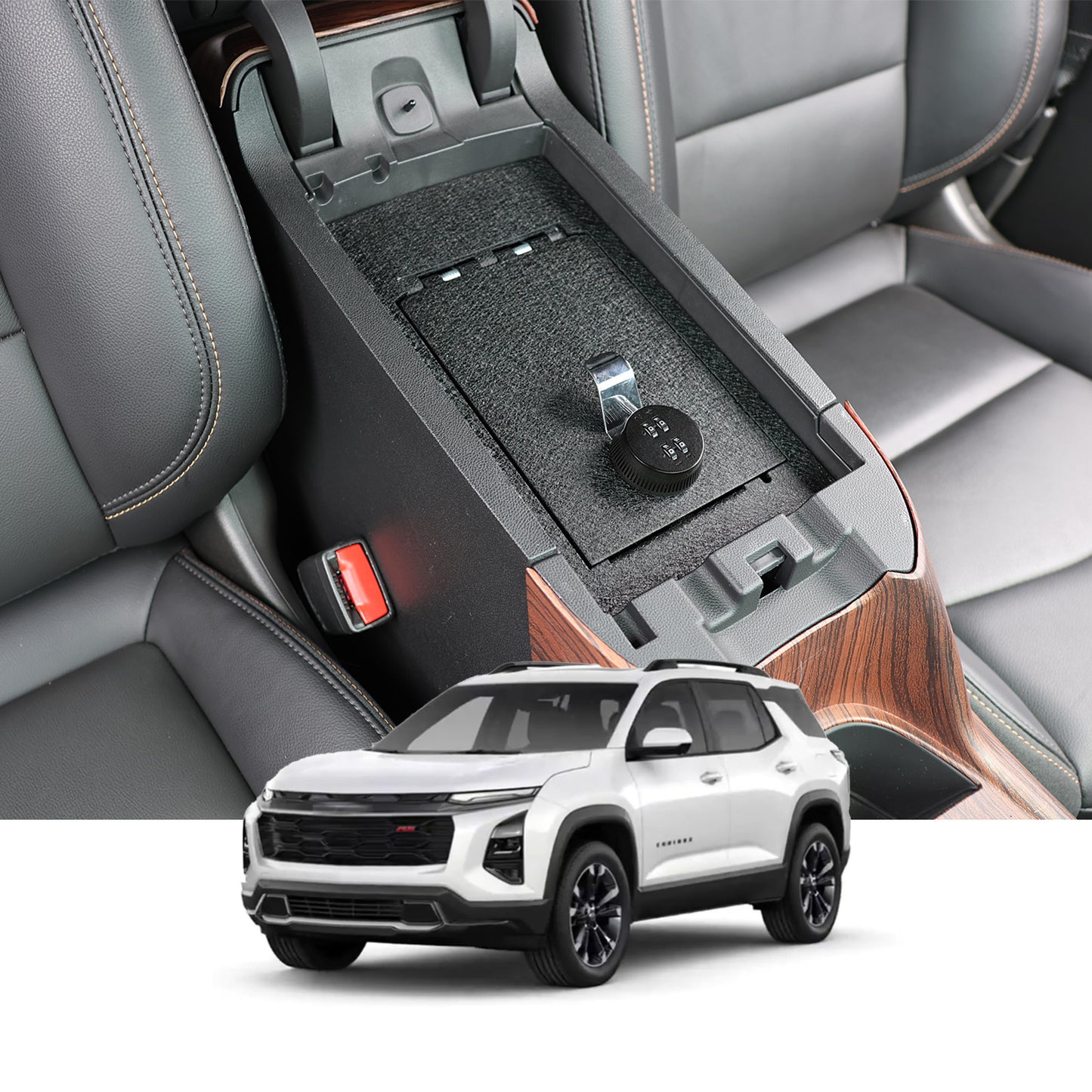 Console Safe Vault for 2018-2024 Chevrolet Equinox (4-Digit Combo Lock)