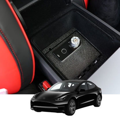Console Safe Vault for 2024-2025 Tesla Model 3 (Fingerprint Lock with Key)